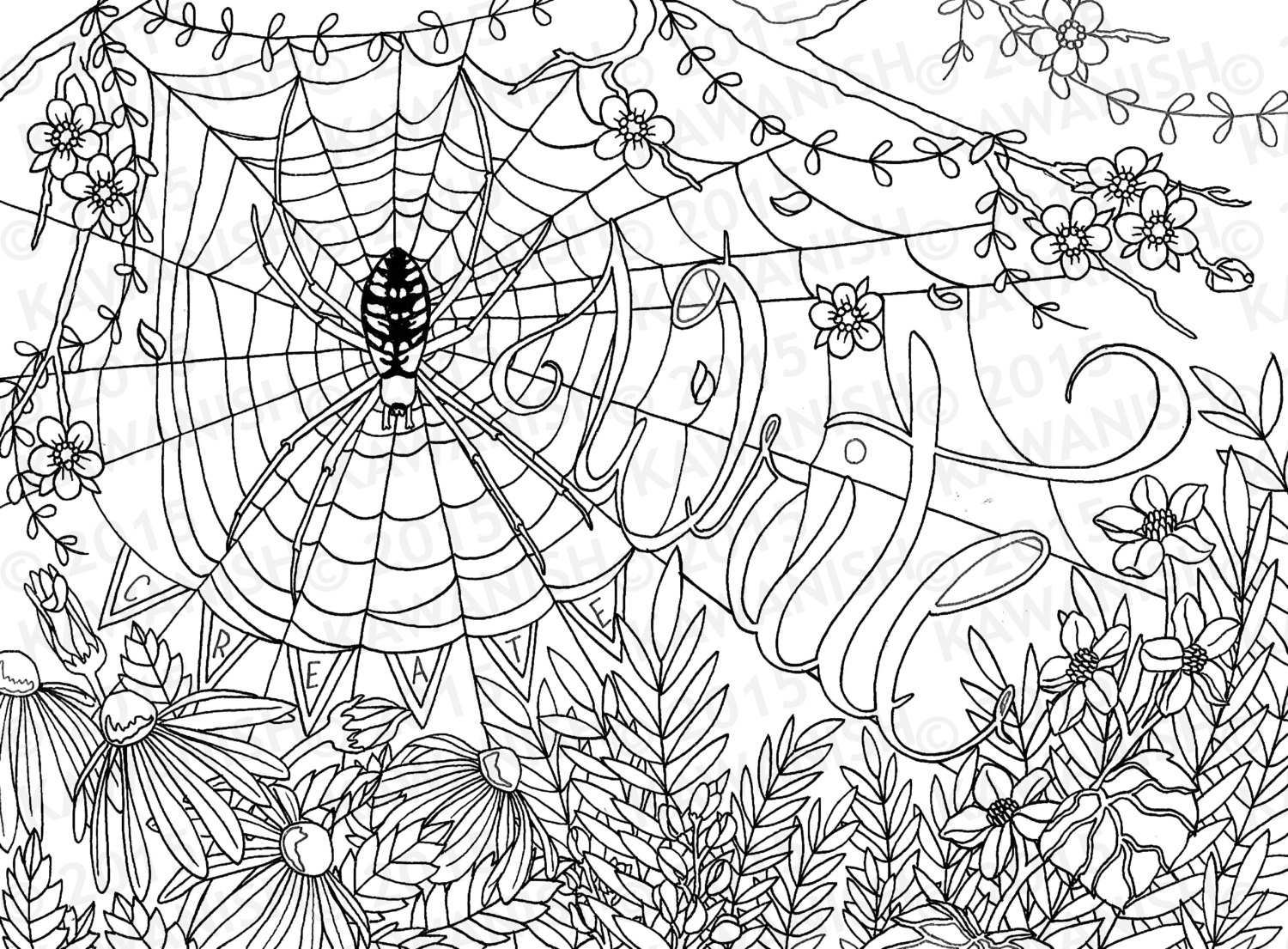 1500x1105 Creative Writing Spider Flower Adult Coloring Page Gift Wall