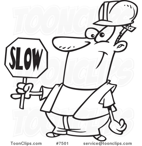 581x600 Cartoon Black And White Line Drawing Of A Construction Worker