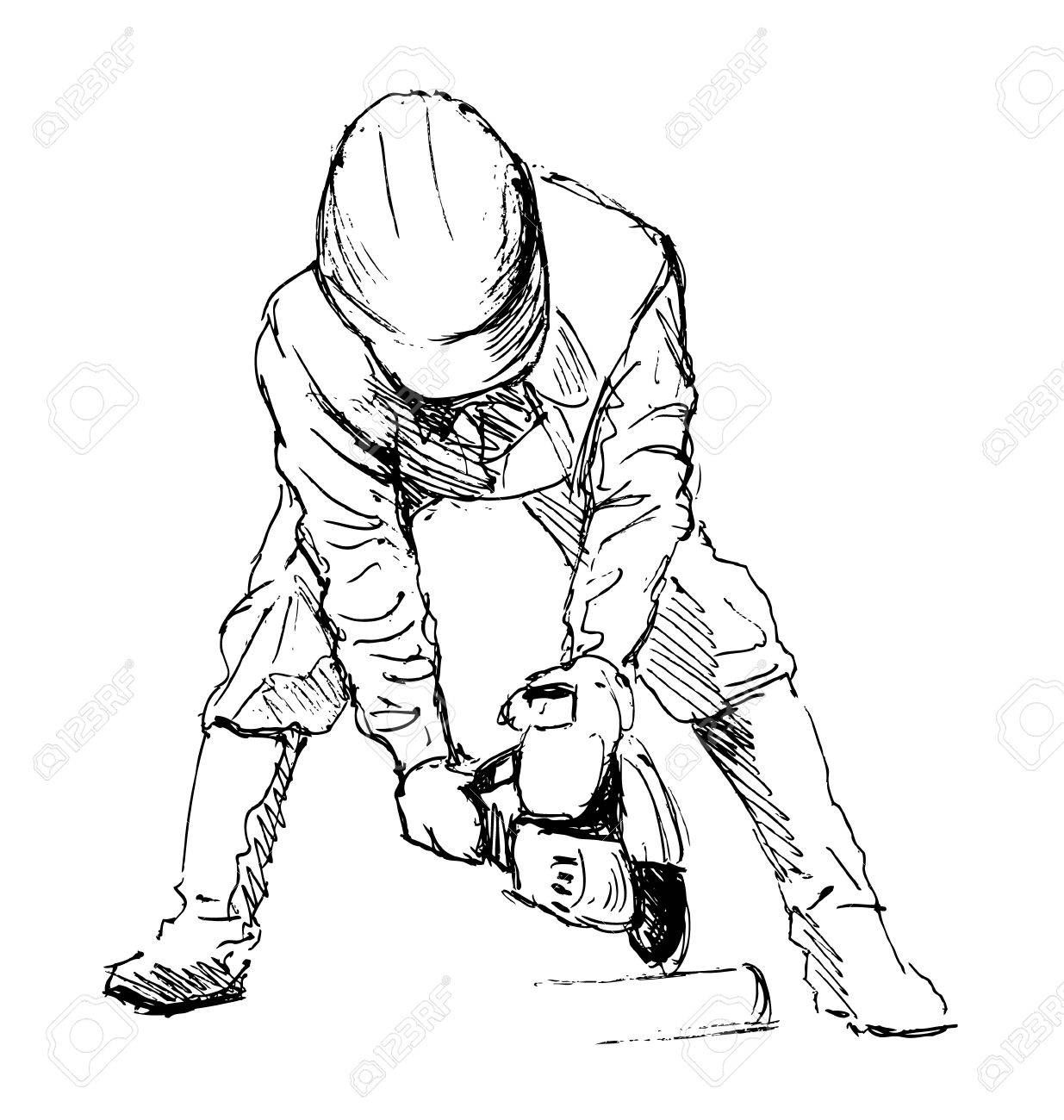 1235x1300 Hand Sketch Construction Worker Royalty Free Cliparts, Vectors