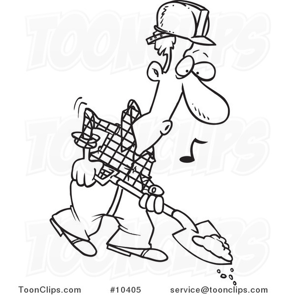 581x600 Cartoon Black And White Line Drawing Of A Digging Construction