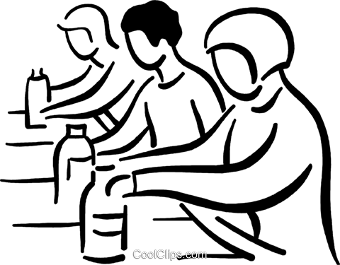 480x375 People Working On The Assembly Line Royalty Free Vector Clip Art