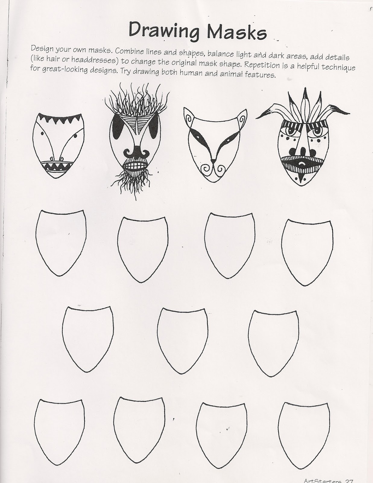 1237x1600 Ande Cook's Drawing Masks Worksheet And Art Education Substitute