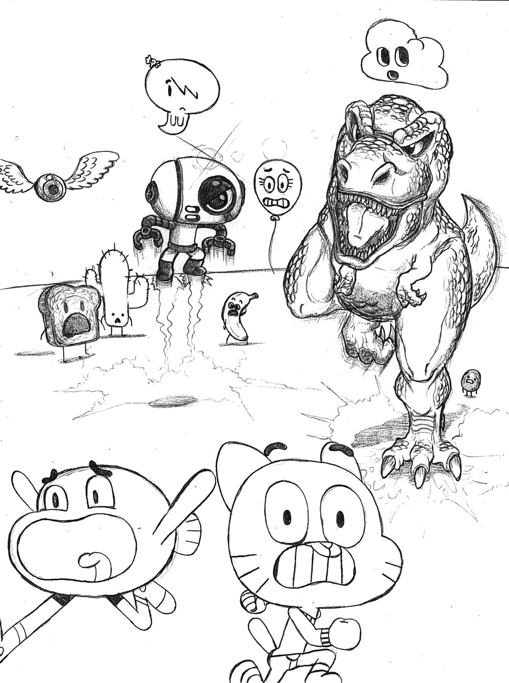 1024x1375 My 1st The Amazing World Of Gumball Drawing By Waniramirez