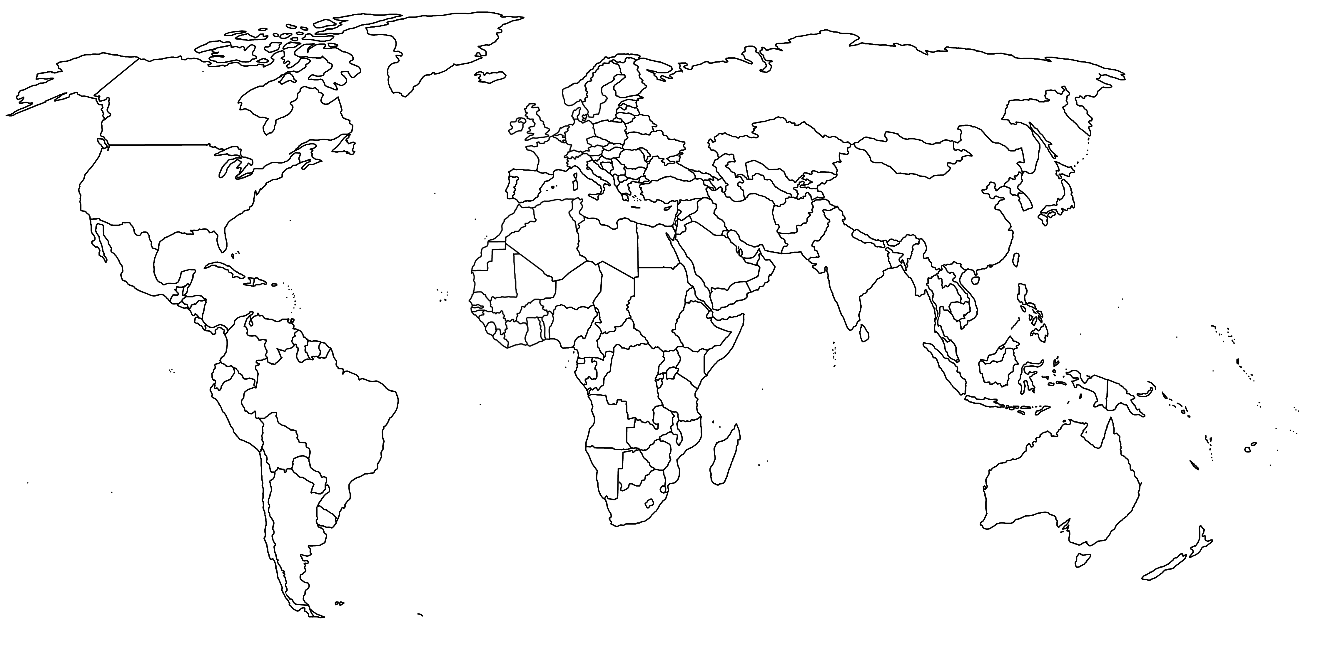 4500x2234 World Map Black White