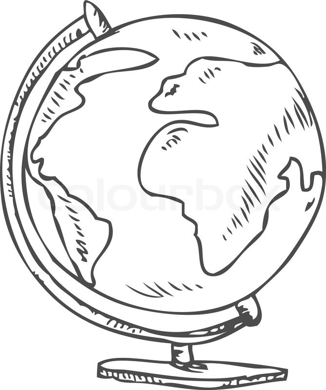 669x800 Vector Doodle Of A World Globe Stand Stock Vector Colourbox