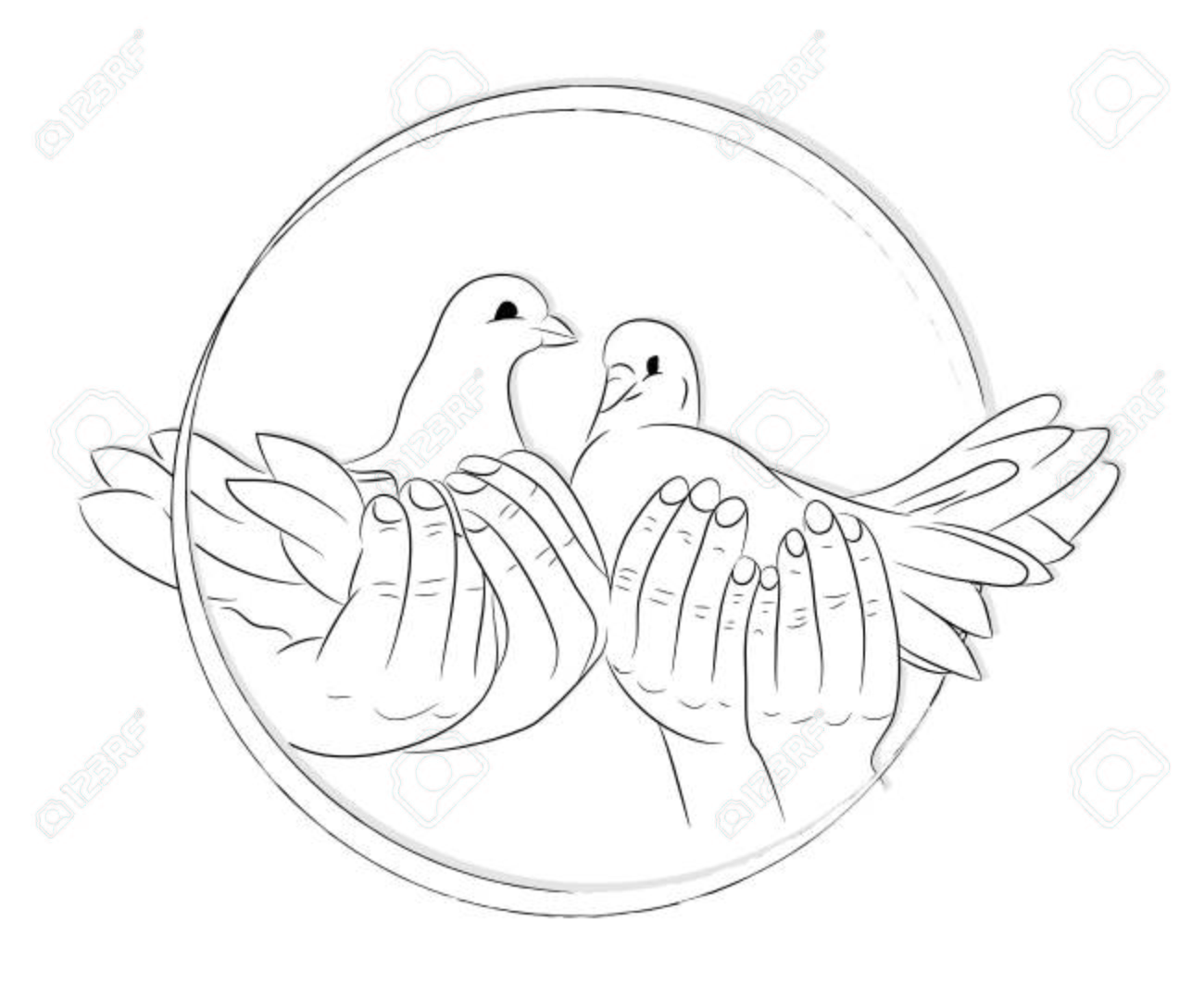 1300x1075 Sketch Of Hands Let Go Birds Of The World. Royalty Free Cliparts