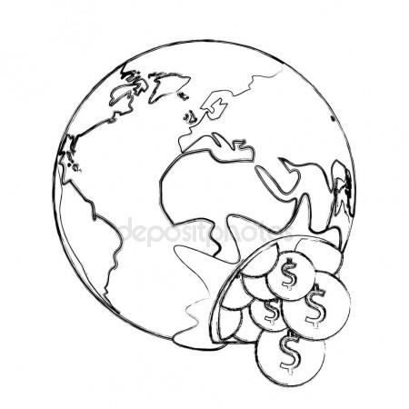 450x450 Sketch Globe World Map Stock Vector Mast3r