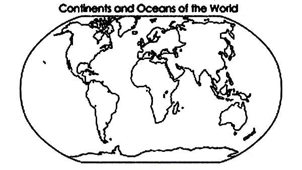 600x337 Continent And Oceans Of The World In World Map Coloring Page