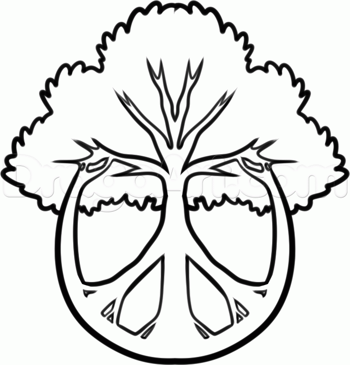 688x717 Draw Peace How To Draw A Peace Tree, Step By Step, Symbols, Pop