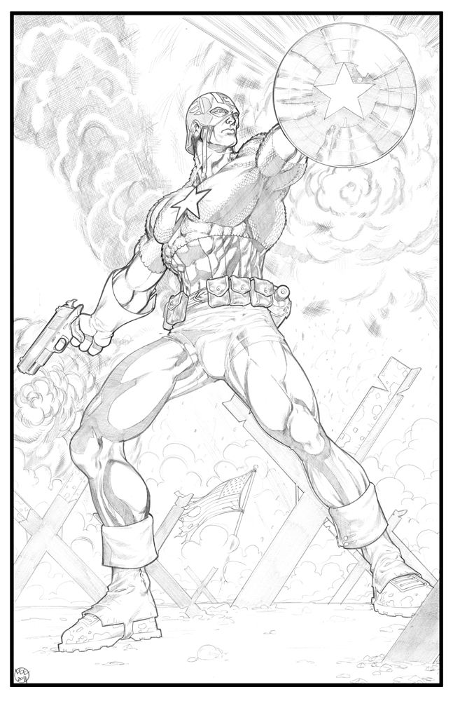 647x1000 World War 2 Captain America Lineart Capt America