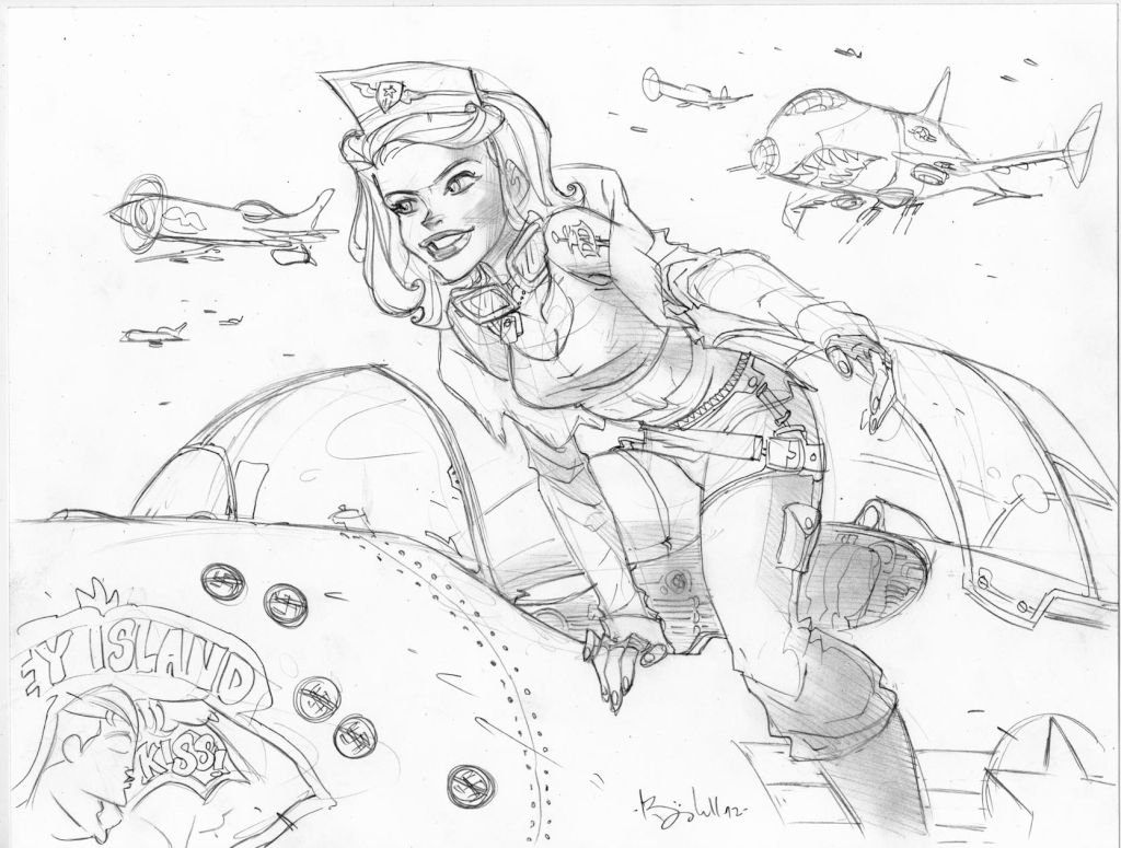 1024x775 World War 2 Fighter Pilot Girl By Ben Caldwell, In Devon Sanders'S