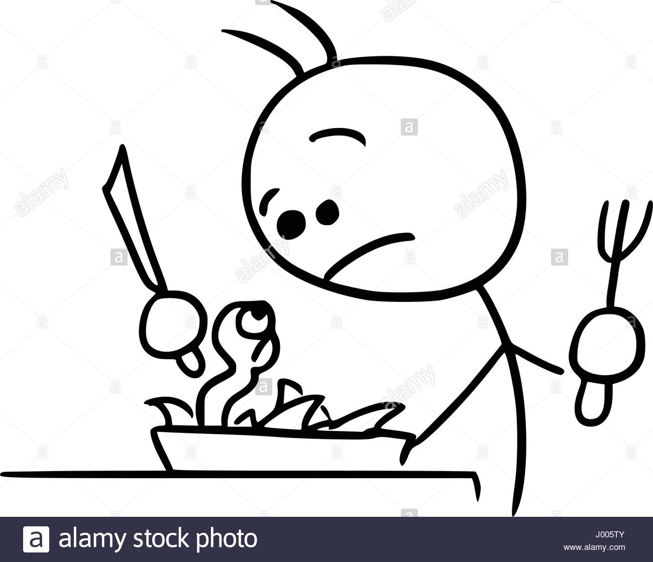 1300x1119 Cartoon Vector Stickman Surprised Male Who Found Worm Or Earthworm