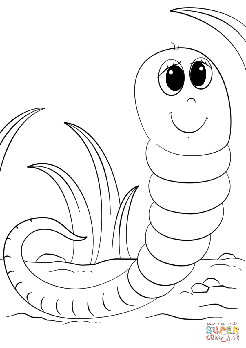 849x1200 Cute Cartoon Worm Coloring Page Free Printable Coloring Pages
