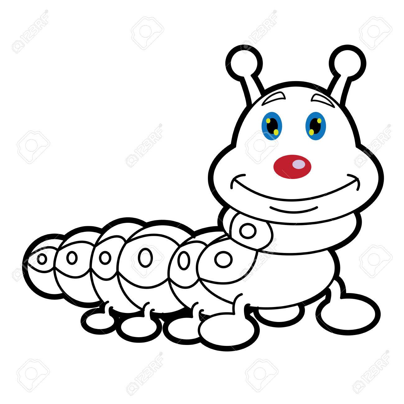 1300x1300 Larva Worm Cartoon Coloring Page For Toddle Royalty Free Cliparts