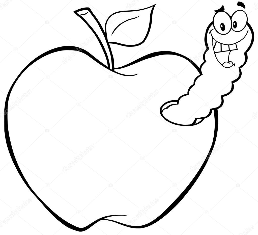 1023x931 Outlined Happy Worm In Apple Stock Photo Hittoon