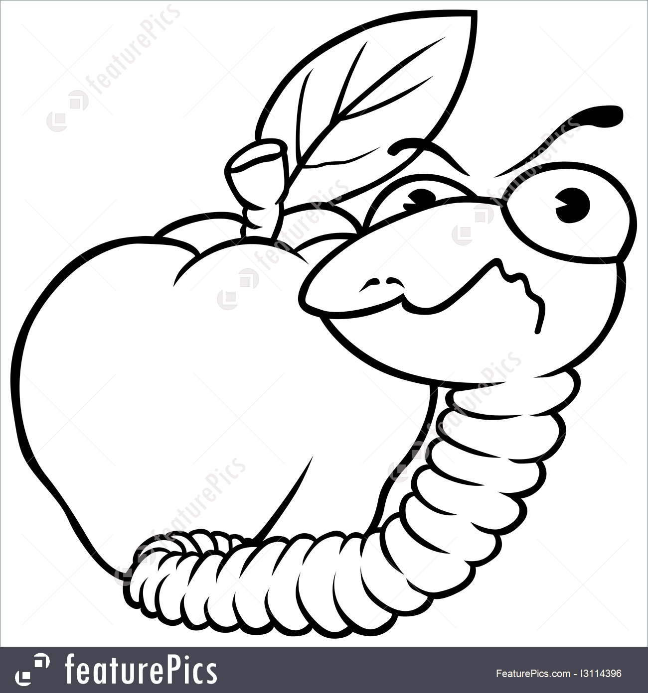 1300x1392 Worm And Apple Illustration