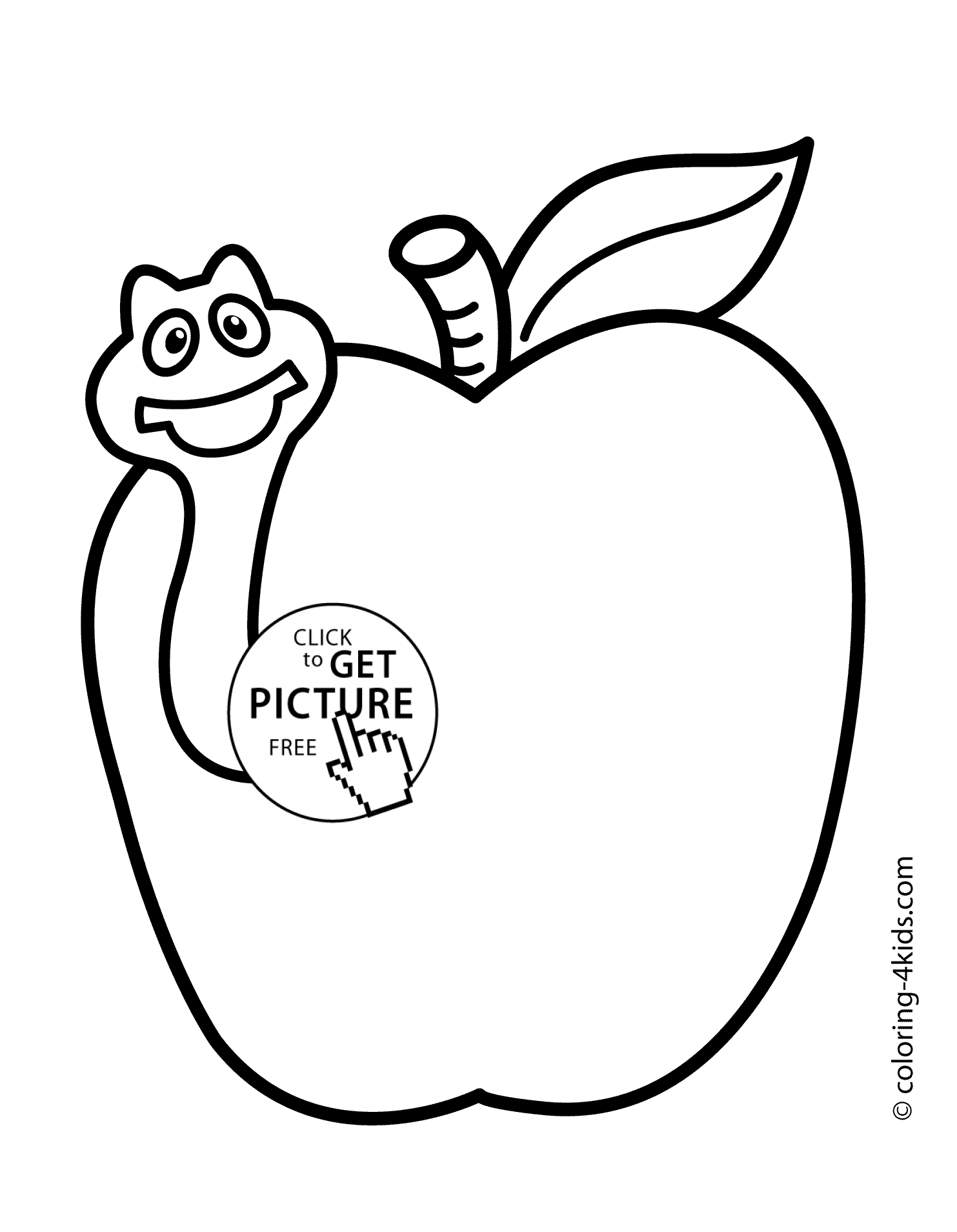 1483x1908 With Worm Fruits Coloring Pages Simple For Kids, Printable Free