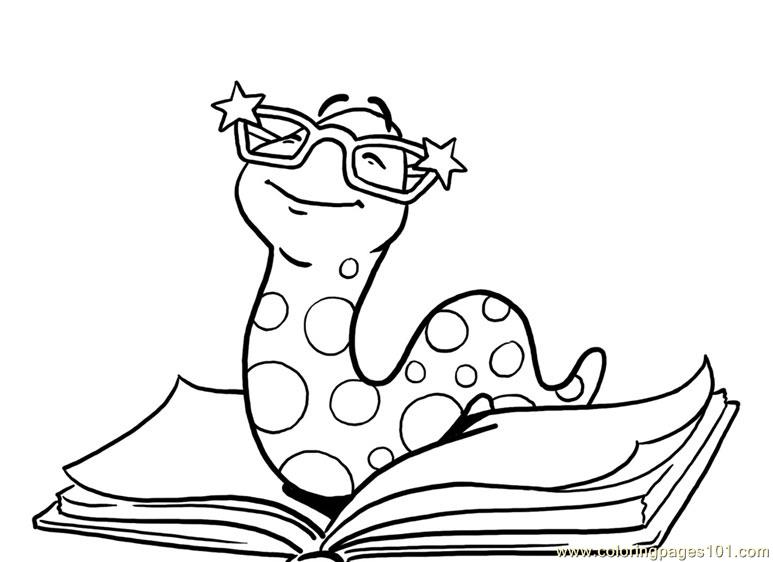 773x562 Book Worm Coloring Page