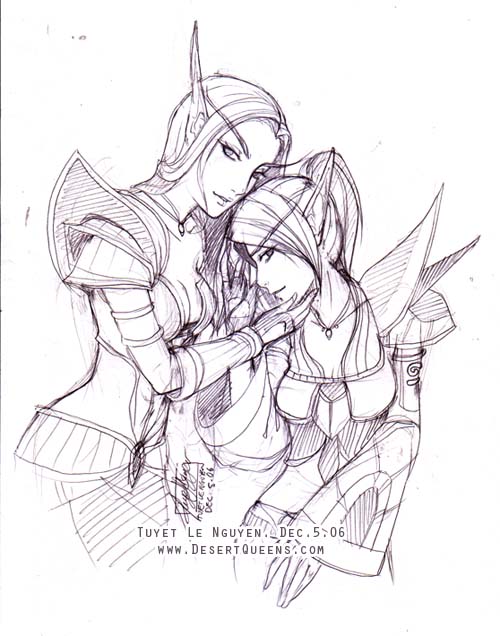 500x636 Wow Blood Elf Females Sketch By Merit