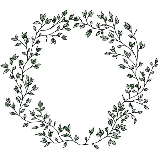 550x550 Drawn Wreath Black And White