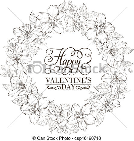 445x470 Drawn Wreath Flower Illustration