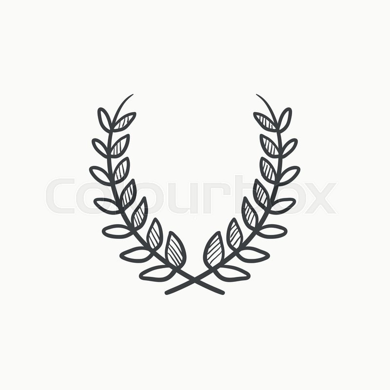 800x800 Laurel Wreath Vector Sketch Icon Isolated On Background. Hand