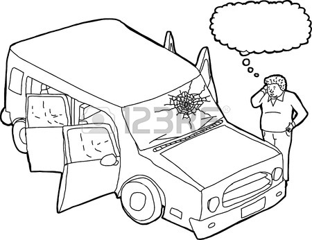 450x346 Cartoon Of Isolated Red Damaged Suv Car On White Royalty Free