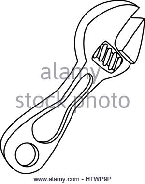 300x380 Illustration Of Isolated Crescent Wrench Cartoon Drawing. Vector