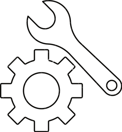 510x550 Line Art Setting And Wrench On White Background