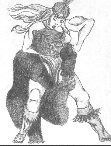 365x480 Indian Maiden Wrestling A Bear By Phillipvandamme