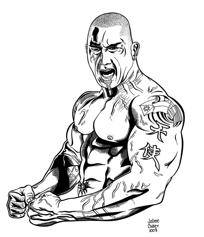 830x962 Batista Drawing Wwe Cartoon Drawings