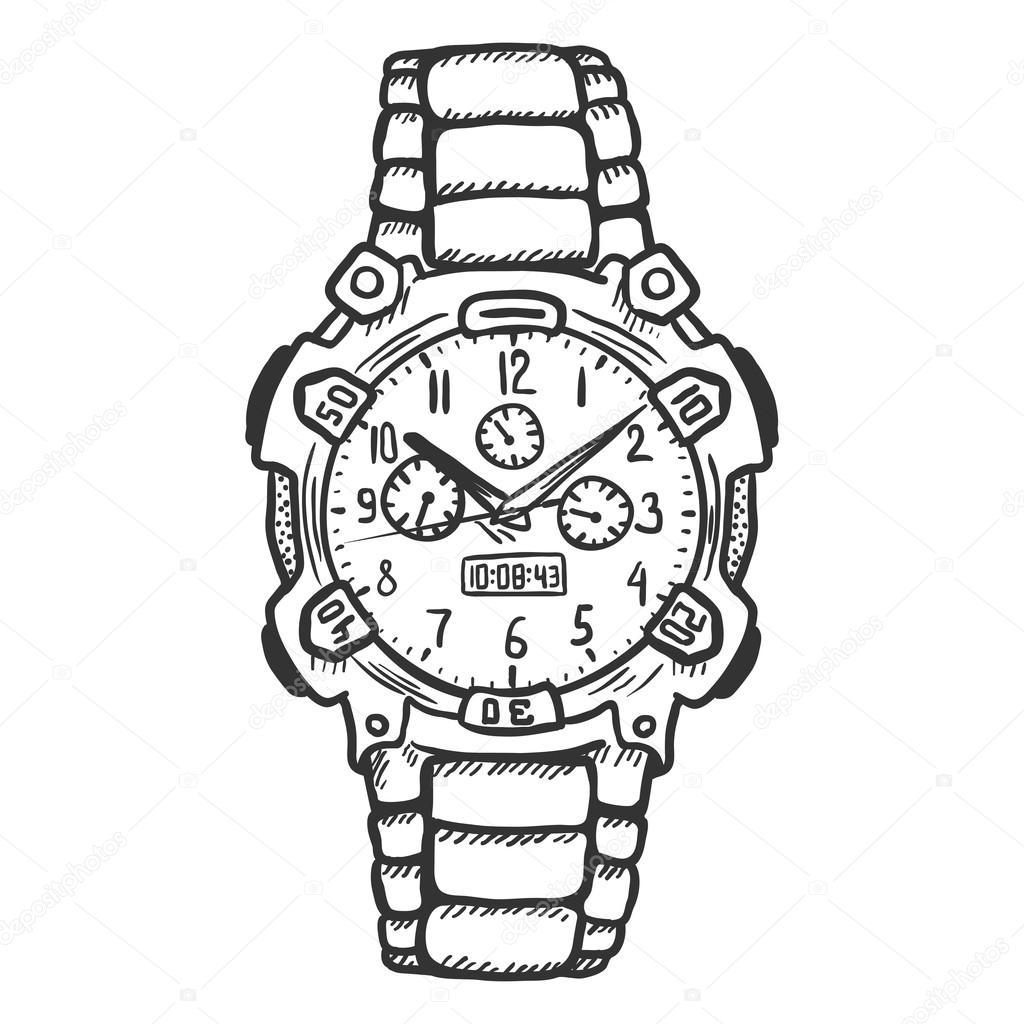 1024x1024 Wrist Watch Sketch Stock Vector Nikiteev