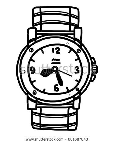 375x470 New Black Circle Background Vector Sketch Classic Mens Wrist Watch