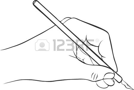 450x304 Writing Hand With Ink Pen, Drawing Left Hand, Hand Drawn Vector