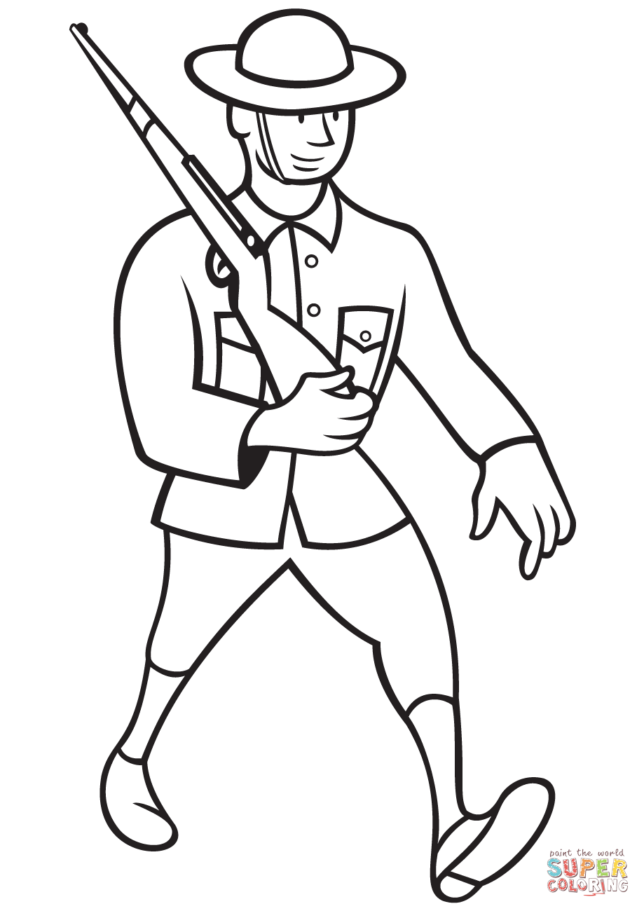 919x1300 Ww1 British Soldier Marching With Rifle Coloring Page Free