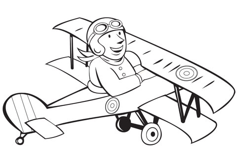 480x339 Ww1 French Pilot On Biplane Coloring Page Free Printable