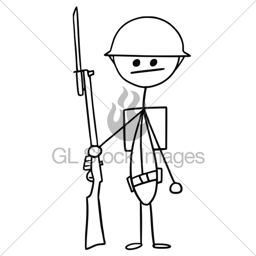 500x500 Vector Stickman Cartoon Of British Ww1 Wwi Soldier Gl Stock Images