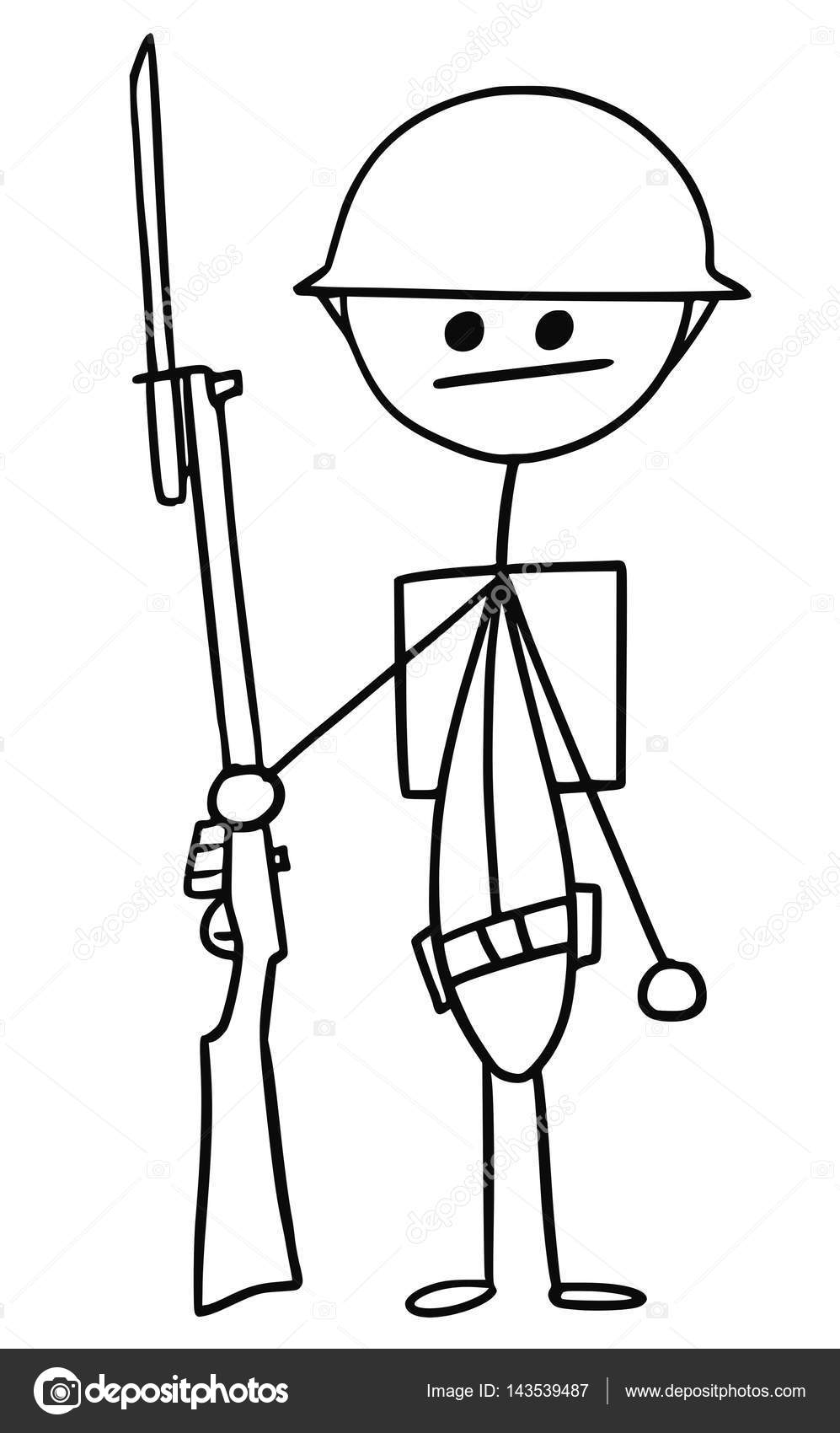 997x1700 Vector Stickman Cartoon Of British Ww1 Wwi Soldier Stock Vector