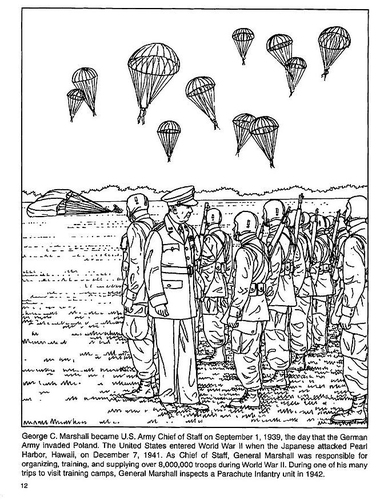 392x500 Ww2 Coloring Page General George Marshall Inspects Paratroopers