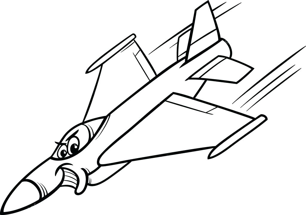 1023x719 Coloring Plane Black And White Cartoon Illustration Of Funny Jet