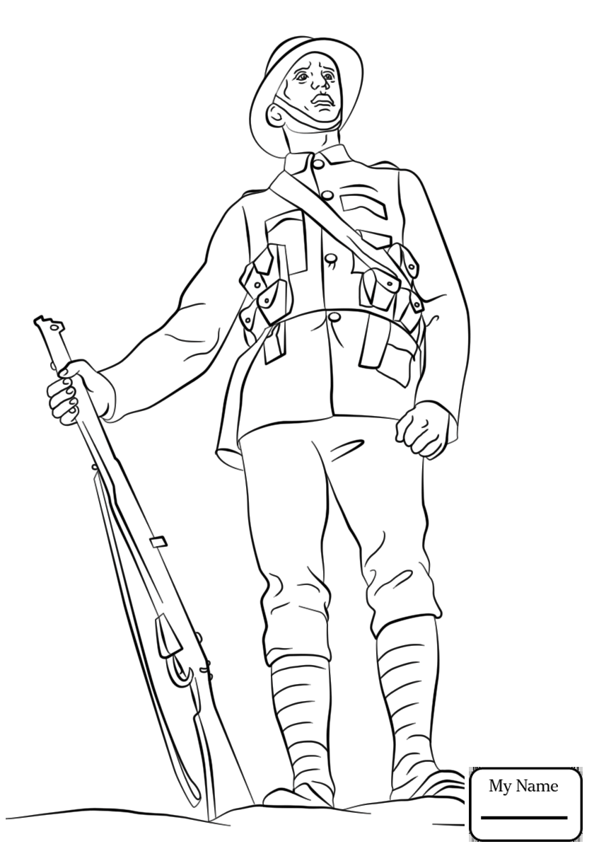 840x1210 Coloring Pages Military Ww2 American Soldier Marching With Rifle