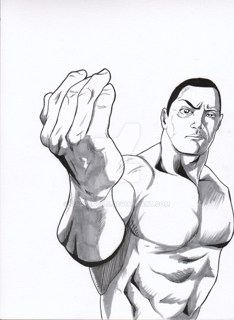 800x1090 Wwe The Rock By Radpencils
