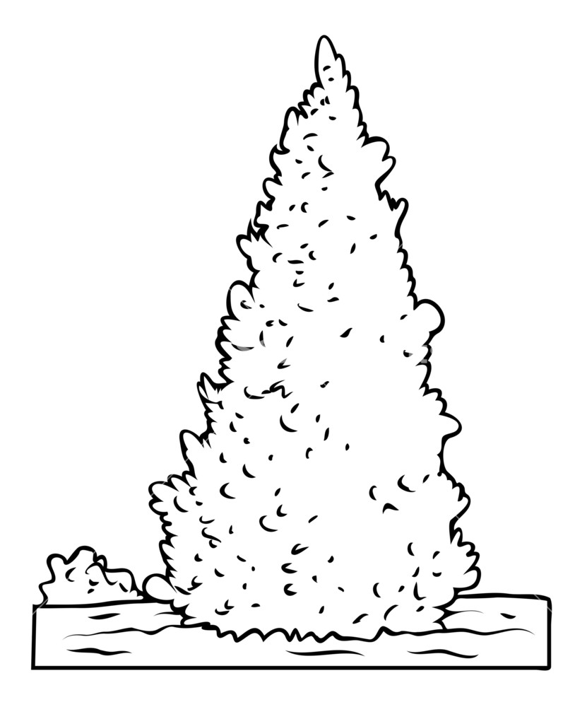 831x1000 Retro Christmas Tree Drawing Royalty Free Stock Image