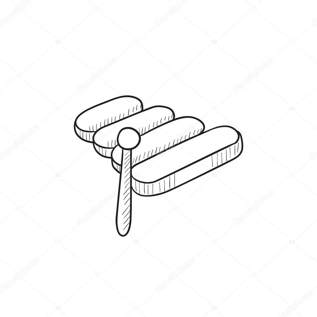 1024x1024 Xylophone Sketch Icon. Stock Vector Rastudio