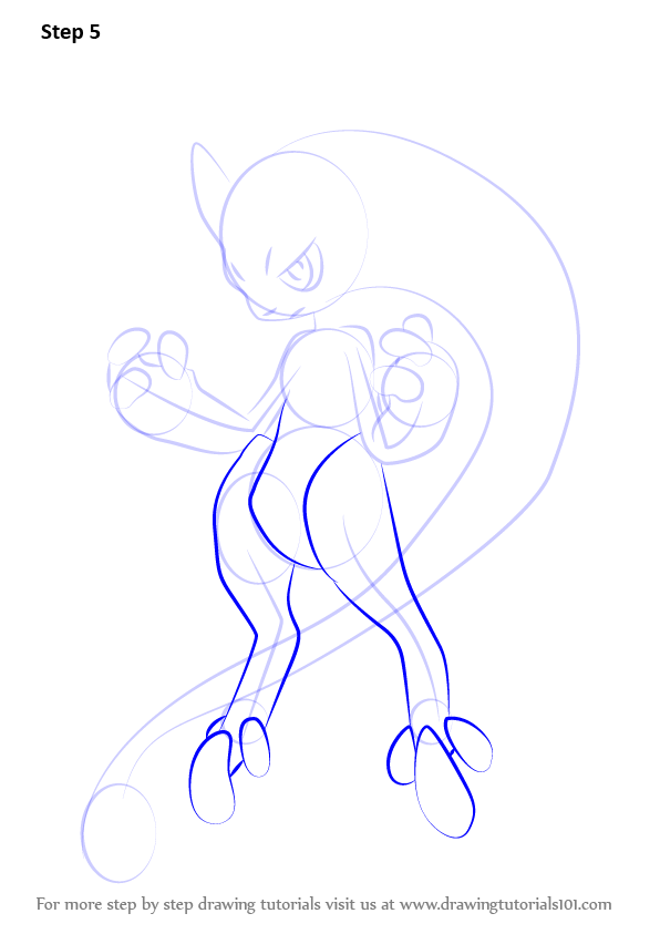 596x843 Learn How To Draw Mega Mewtwo Y From Pokemon (Pokemon) Step By