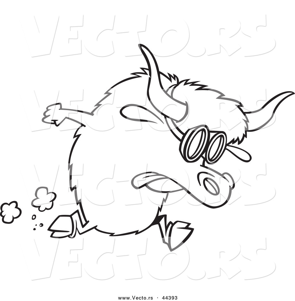 1024x1044 Vector Of Fast Cartoon Yak Wearing Goggles While Running In