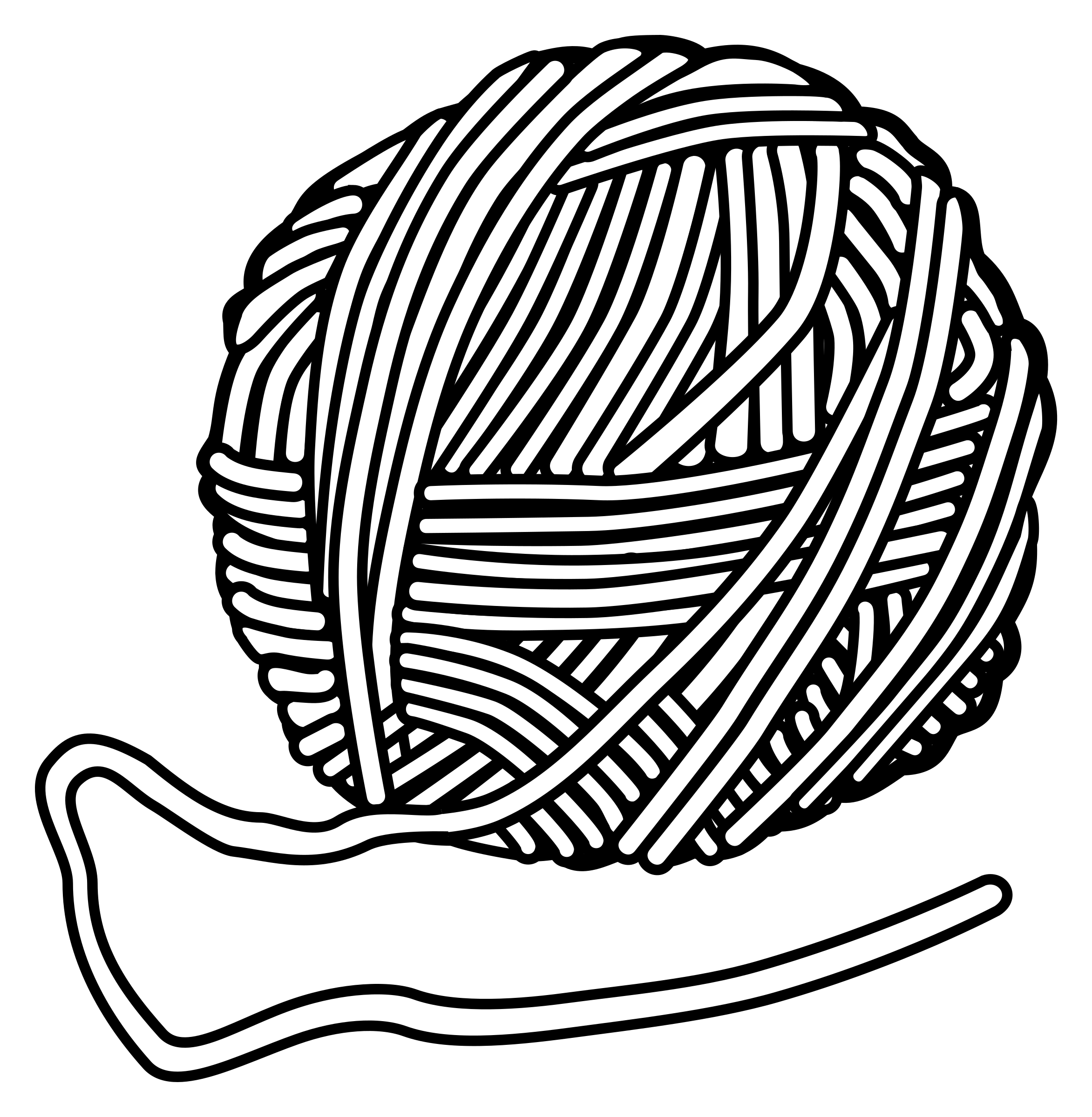 2345x2400 Yarn Clipart Black And White