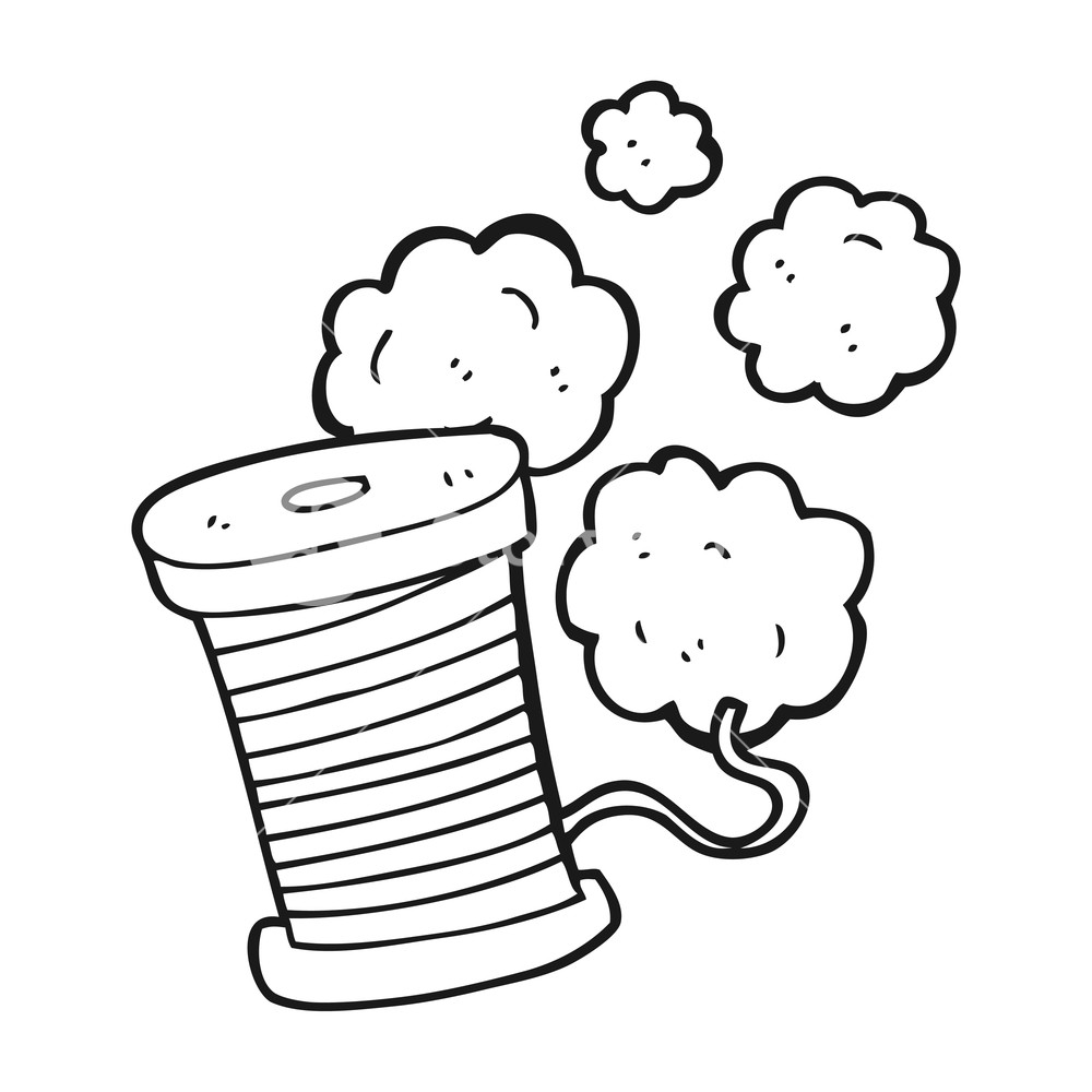 1000x1000 Freehand Drawn Black And White Cartoon Yarn Royalty Free Stock