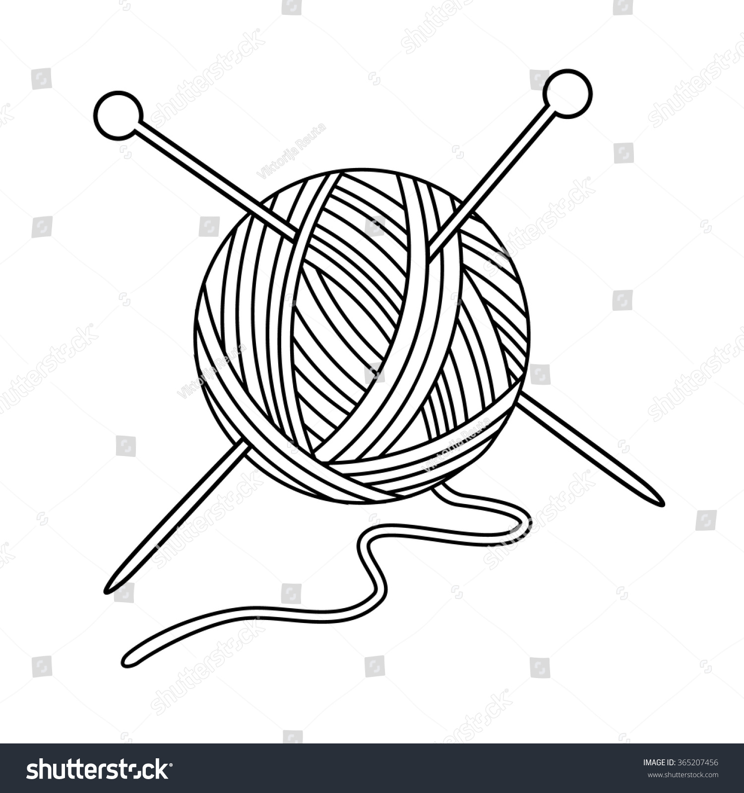 1500x1600 Ball Of Yarn Drawing Vector Illustration Outline Drawing Yarn Ball