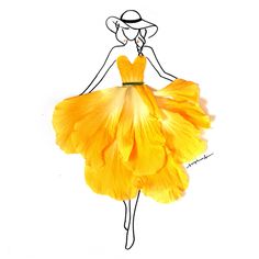 236x236 Elegant Drawings Of Girls Wearing Dresses Made Of Real Flower